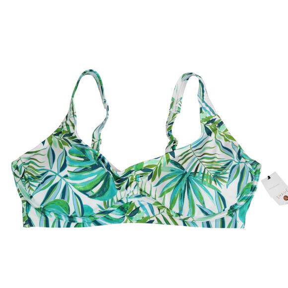 Women's Underwire Bralette Bikini Top - Green Tropical Shade & Shore SIze 18 - Picture 1 of 7